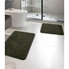 YIHOUSE Bathroom Rug Set 2 Piece, Memory Foam Green Bath