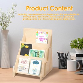 Treesunshine Postcard Stand, Display Stand, 3-Tier Greeting Card Display Stand, Portable Card Display Stand, Multipurpose Brochure Holder Stand for Craft Fairs (1)