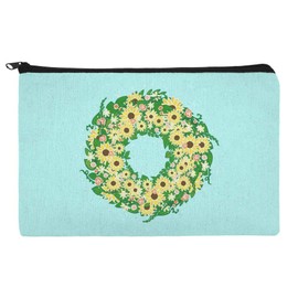 Summer Wreath Sunflowers Makeup Cosmetic Bag Organizer Pouch