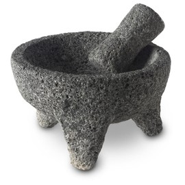 AIRAM Home Traditional Molcajete of Volcanic Stone and Tejolote, 8" in Diameter, Natural Volcanic Stone Mortar. Handmade