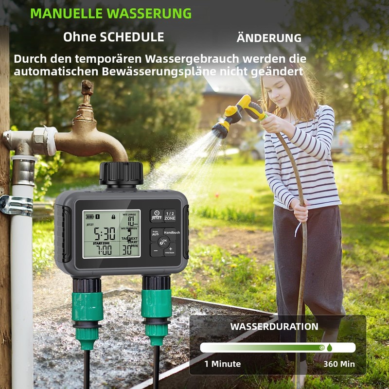 Haozee Watering Computer 2 Outputs, Garden Watering Timer with Rain