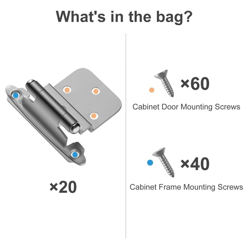20 Pack 10 Pairs 3/8" Inset Kitchen Cabinet Door Hinges,