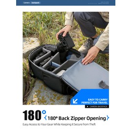 llano Camera Backpack for DSLR/SLR/Mirrorless – Water-Resistant Photography Bag with Laptop Slot & Tripod Holder, Compact Case for Canon/Nikon/Sony, Travel & Outdoor,Large 20L Capacity, Black