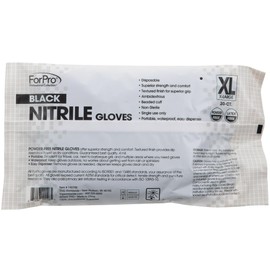 ForPro 30ct Disposable Nitrile Gloves, 4 Mil/X-Large, Black, Food Safe