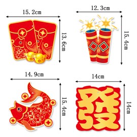 24PCS Chinese New Year Hanging Ornaments with Strings Red Pendant Lucky Character Pendants for Spring Festival Home Office Car Tree Decoration Party Supplies 2025