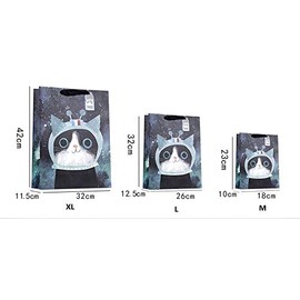 A&S Creavention 12pcs Cat Draw Paint Paper Party Gift Bags (Bunny Cat, M (9"x7"x4"))