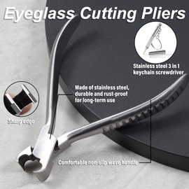 LEONTOOL Eyeglass Cutting Pliers 5 Inch Eyeglasses Repairing Plier for Cutting Long Screws Plastic Rubber Plugs Eye Glasses Repair Cutter Plier with Professional Eyeglass Repair Screwdriver