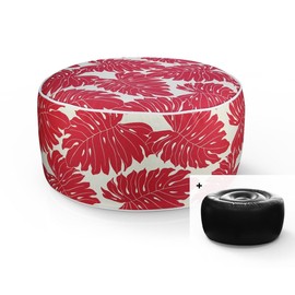 FBTS Prime Inflatable Footstool Ottoman Red Leaves Round 21x9 Inch Patio Foot Stools and Ottomans Portable Footrest