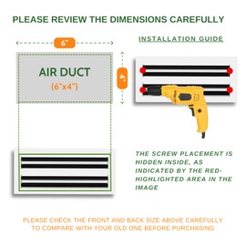 GREEN VENT - Modern Air Vent Cover 6x4 - Decorative White Aluminum Linear Slot Diffuser for Wall, Ceiling, Floor Register - Quiet Operation HVAC Grille for Home with Adjustable Airflow