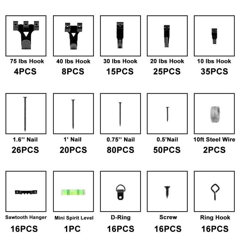 ZAselect 331Pcs Picture Hanging Kit, Picture Hangers, Heavy Duty Frame