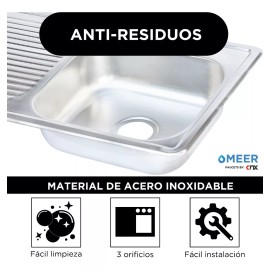 Cnx - Tarja Con Escurridero (100x50) Con Kit De Instalación