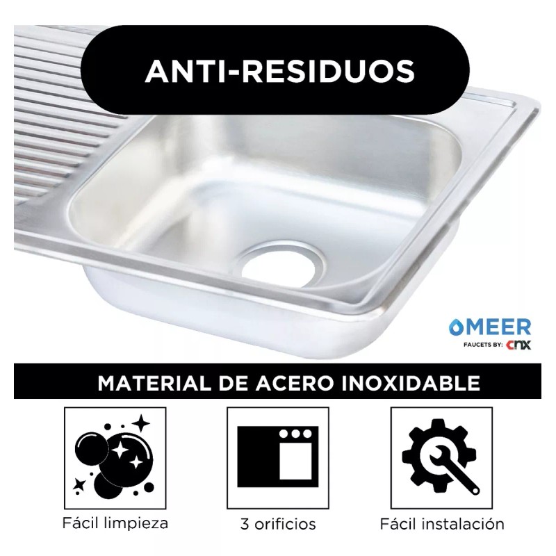 Cnx - Tarja Con Escurridero (100x50) Con Kit De Instalación