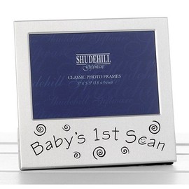 Shudehill Baby's 1st Scan Photo Frame Picture Ultrasound 77216 | Ideal for Baby Showers New Mums and Parents | Polished Satin Silver
