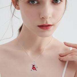 TYSO Cardinal Urn Necklace for Ashes S925 Sterling Silver Bird Cremation Keepsake Memorial Pendant Jewelry for Women