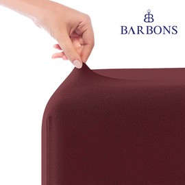 BARBONS Fitted Sheet 140 x 200 cm, 100% Cotton Fitted Sheet, OEKO-TEX Certified Bed Sheet, Jersey Bedding and Duvet Cover for Box Spring Bed and Thick Mattresses up to 25 cm, Burgundy