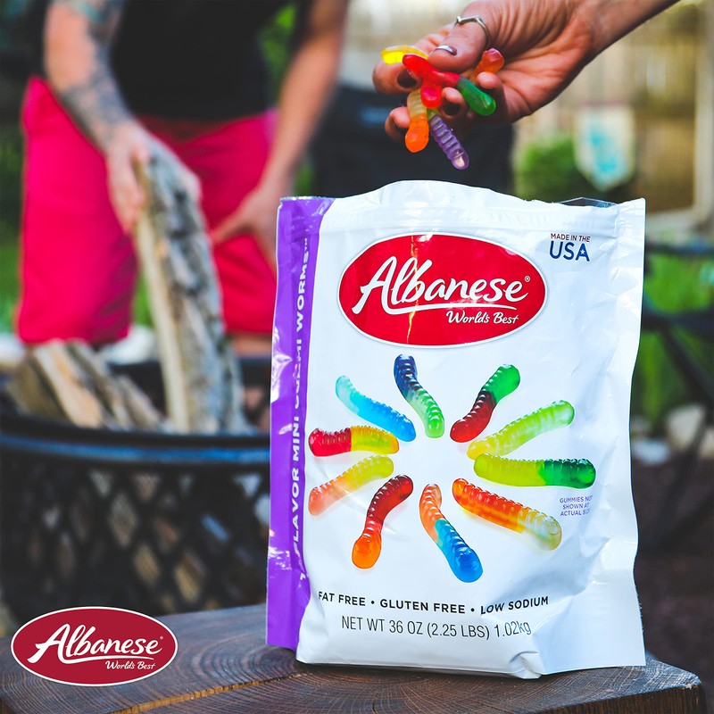 Albanese World's Best 12 Flavor Mini Gummi Worms, 36oz Bag