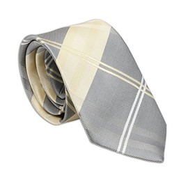Cherished Moments Boys Classic Yellow and Gray Plaid Tie, Youth 45 inch