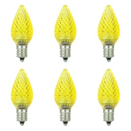 Sunlite 80704 LED C7 Holiday Decorative Bulb 0.4 Watts, E12 Candelabra Base, Faceted Christmas-Lights Nightlight, Yellow