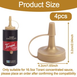 4pcs Sauce Syrup Coffee Dispenser Caps Compatible Only with 16.5oz Torani Flavor Concentrated Sauce Bottles, BPA-Free Plastic Pump Extended Nozzle Leak-Proof Replacement Lid for Easy Pouring