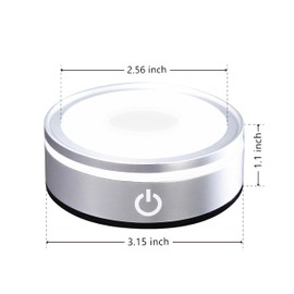 PETMIMIXD LED Light Base for Crystal Art - Round Plastic Display Stand with 4 Colors & 3 Modes, Battery/USB Powered Non-Slip Platform for 3D Glass Spheres,Silver