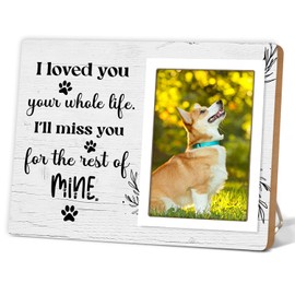 Itsoly Gifts for Memorial Pet, Dog Memorial Picture Frame I Love You Your Whole Life I will Miss You for the Rest of Mine, Pet Loss Gifts, Memorial Pet Wooden Photo Frame,4x6 Inch Photo12P70