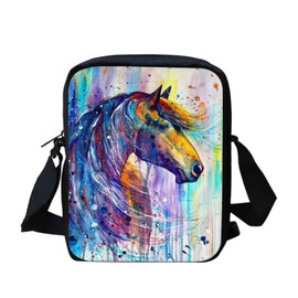Binienty Mini Crossbody Phone Bag for Girls Boys Womens,Watercolor Horse Bag Durable Shoulder Handbag Messenger Bags