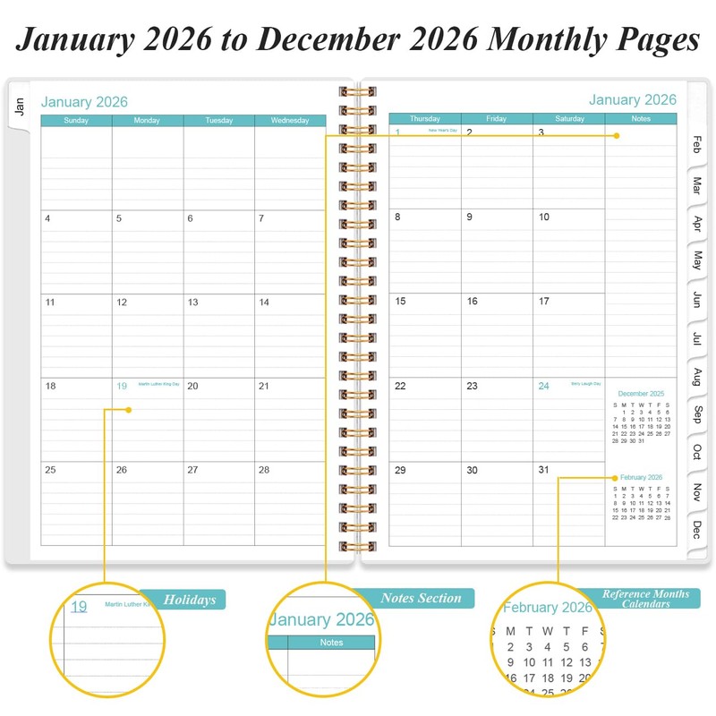 2026 Daily & Monthly Planner - One Page Per Day,