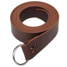 Linghe Medieval Leather Viking Cow Rope Belt LARP Renaissance Belt O-Ring, brown