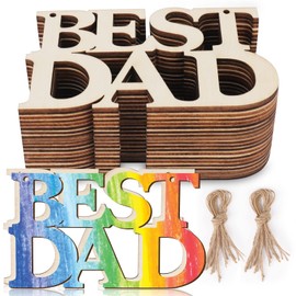 AIERSA 40Pcs Best DAD Unfinished Wood Crafts, Fathers Day Crafts for Kids Painting, Wood Cutouts to Paint, Wooden Letter Ornaments for Father's Day Gifts,Dad's Birthday Party Classroom DIY Tags