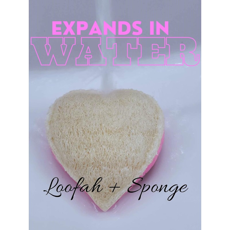 Esponja Exfoliante Fushay Luffalu Pro Pink Hearts Celulosa y Loofah