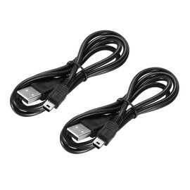 MECCANIXITY 2 Pcs Mini USB Cable, 2.6ft Standard USB to Mini USB Data Cable Charging Cord for Phone Camera Hard Drive, Black