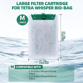 Medium Replacement Filter Cartridges Compatible with Tetra Whisper Bio-Bag for Whisper PF10, 10i, and ReptoFilter 90 GPH – Ideal for 5-10 Gallon Aquariums, 6-Count