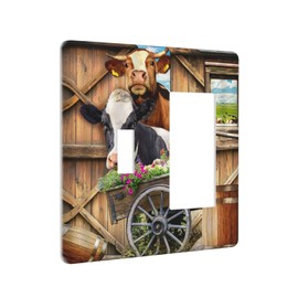 Farm Cow Light Switch Cover Decorative Wall Plate Combin Toggle Rocker Electrical Switchplate for Farmhouse Country Home Decor