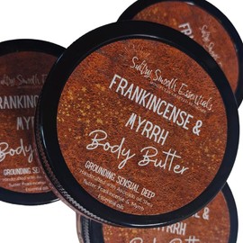 Frankincense & Myrrh body butter - essential oil scents -Natural, Grounding smooth all day butter cream- Hydrating - size: 4 oz