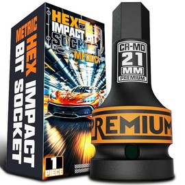 KIRXST 3/4" Impact Hex Bit Socket, H21 (21mm) Allen Key Socket, Premium CR-MO Steel, Metric 100mm Length