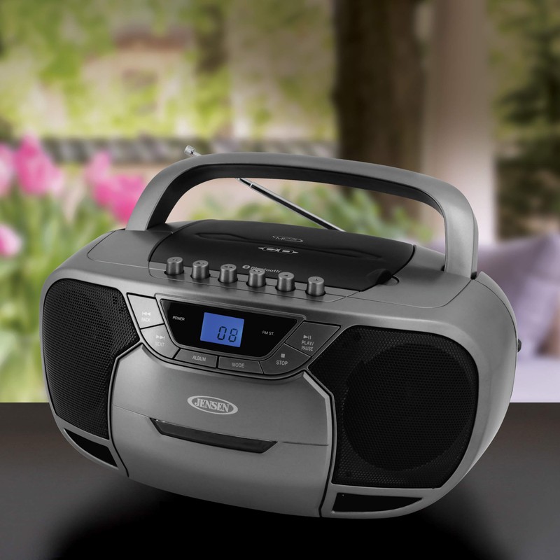 JENSEN CD-590-GR CD-590 1-Watt Portable Stereo CD and Cassette Player/Recorder