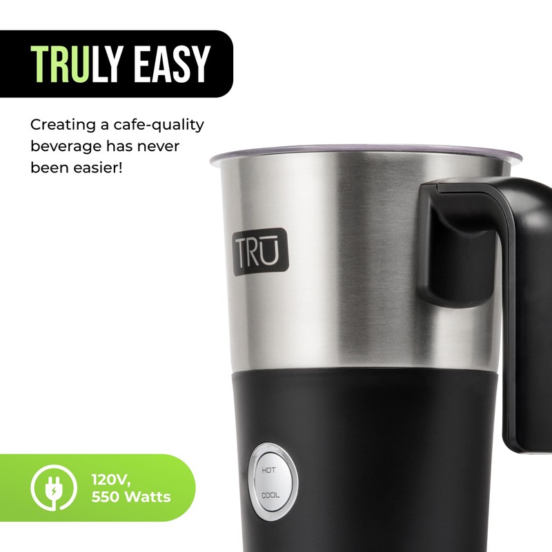 TRU Electric Milk Frother - Convenient Foam Maker for Lattes,