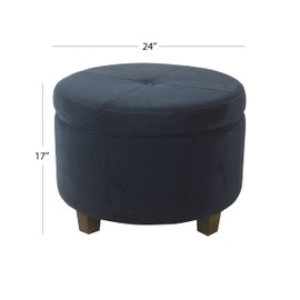 HomePop Large Velvet Storage Ottoman - Navy