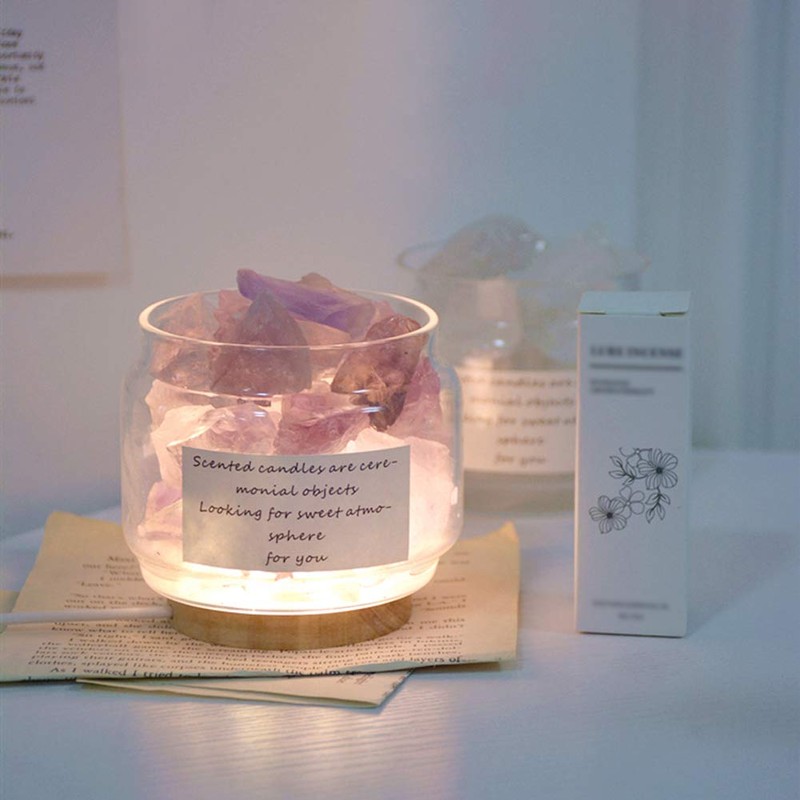 HIGHAWK Aroma Lamp, Aroma Light, Natural Crystal, Bedside Lamp, Air