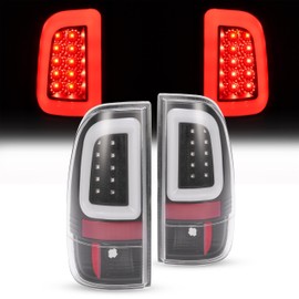 HECASA Pair LED Tail Lights Compatible with 2008-2016 Ford F250 F350 F450 F550 Super Duty Replacement for FO2800208 Tail Lamp w/LED Tube Bar Driver & Passenger Side - Clear Lens Black Housing