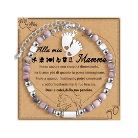 SUNSH Mum Gifts, New Mum Bracelet, Mother's Day Gifts for Mother from Daughter Son, Mother Gift Footprint Charm