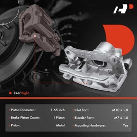 A-Premium Disc Brake Caliper Assembly with Bracket Compatible with Select Mitsubishi Models - Montero 1992 1993 1994 1995 1996 1997 1998 1999 2000, V6 3.0L, V6 3.5L - Rear Right Passenger Side