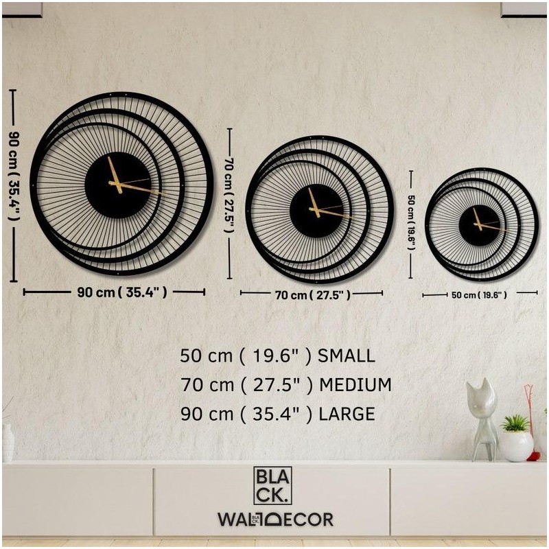 Wall Clock Unique, Round Wall Clock, Triple Circle Metal Wall