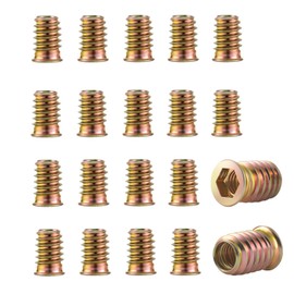HXJDAM Pack of 25 Screw Nuts M8 x 25 mm, Threaded Insert Wood, Galvanised Screw Nuts M8 Screw-In Sleeves, Hexagonal Threaded Sleeve, Screw Thread Nuts for Wooden Furniture