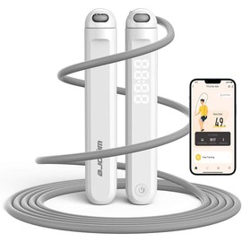 Jump Rope With Counter and App - Tangle-Free Rapid Speed Skipping Rope for Fitness, Home Exercise, Workout - Gifts for Adults, Women, Men, - Color: White