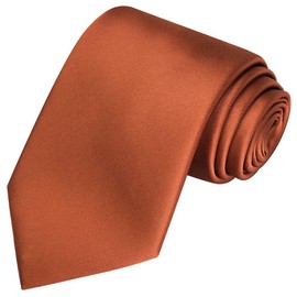 KissTies Rust Satin Tie Set Dark Burnt Orange Ties Mens Necktie + Pocket Square