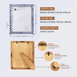 Handicrafts Home Blue Picture Frame, 8x10 Avant Drop Collection Mother of Pearl & Resin Inlay Photo Frame for Wall & Tabletop, Modern Farmhouse Decor, Bedroom, Holiday Gift, Desk & Living Room Frame