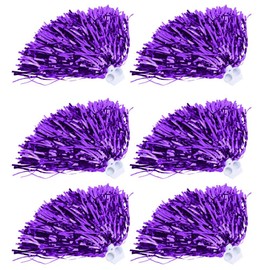 Sports Pom Poms, 6pcs 7 Colors Cheerleader Pom Poms Sports Dance Cheer for Cheering Squads, Stage Performances and Sports(Purple)