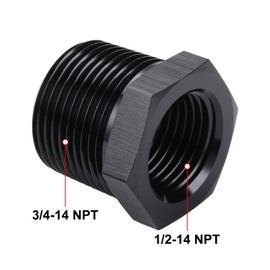 Podavelle 3/4 NPT Male to 1/2 NPT Female Bushing Reducer Adapter Fitting Aluminum Black