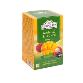 Ahmad Tea Green Tea, Mango & Lychee Teabags, 20 ct (Pack of 1) - Caffeinated & Sugar-Free